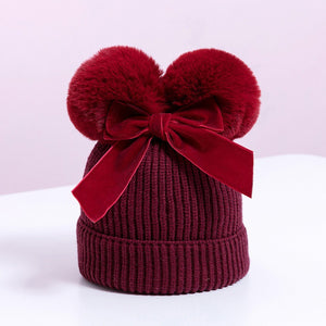 Baby Hat With Double Ball Bow