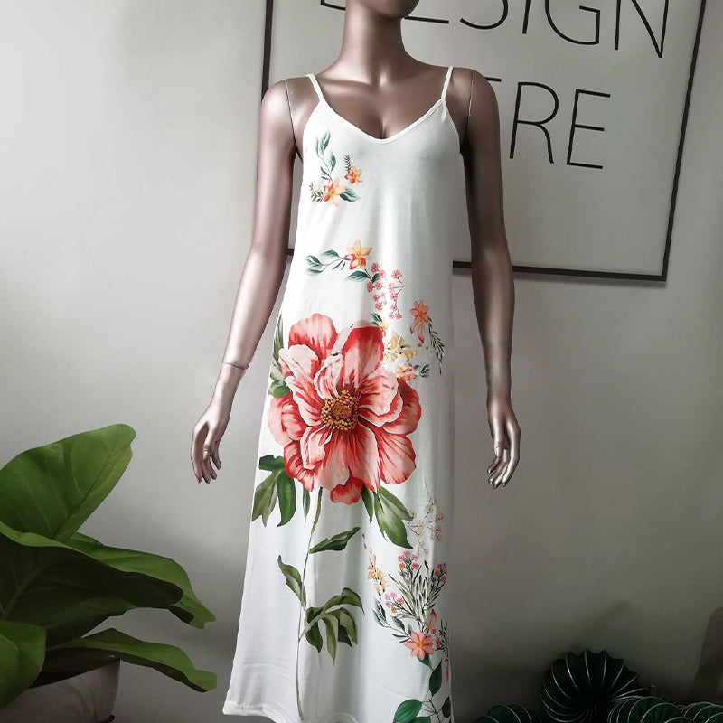 Flower Applique Mesh Patchwork Spaghetti Strap Dress