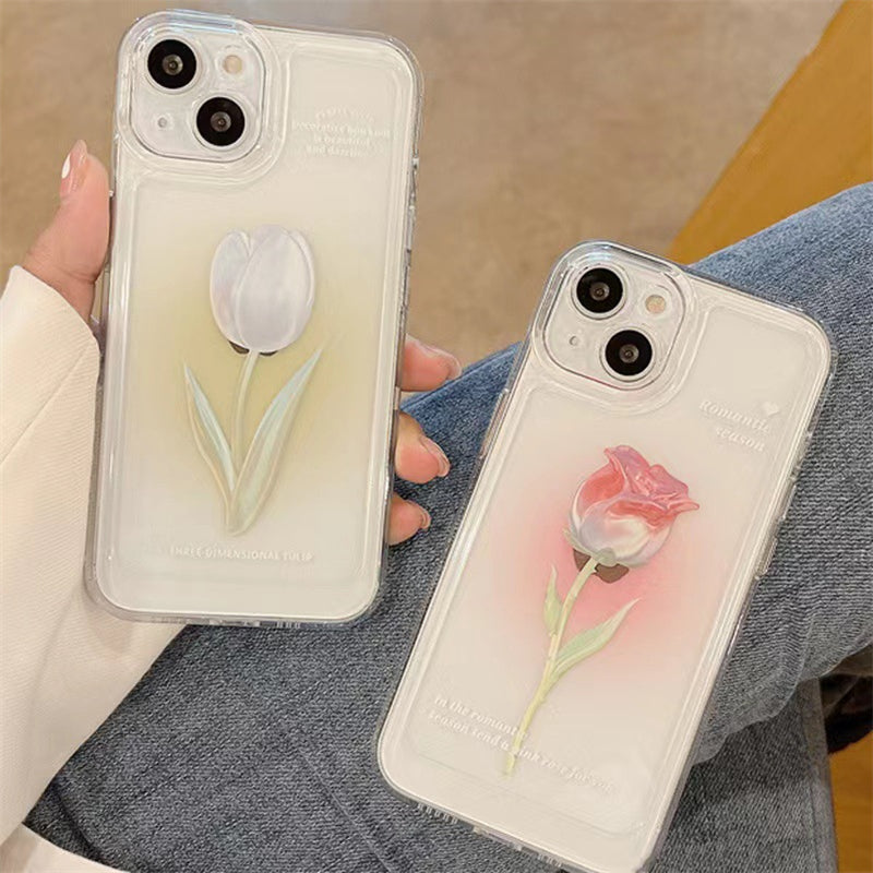 Fashion Tulip Rose Flower Floral Soft Shockproof Compatible with Case for iPhone