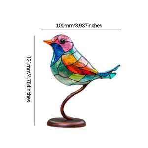 Stained Glass Birds on Branch Desktop Ornaments