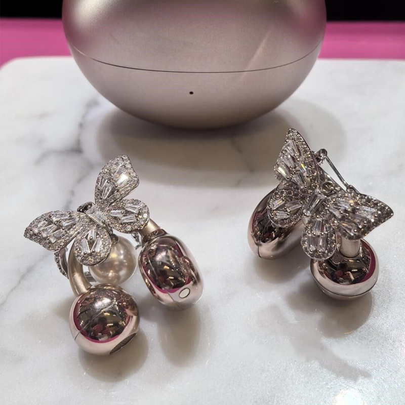 Sparkling Butterfly Bow Clips for Earbuds