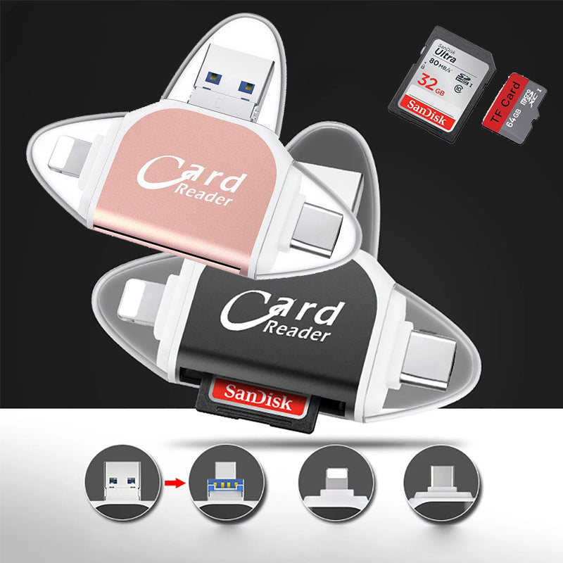 New Multi-Port 4 in 1 Universal SD TF Card Reader