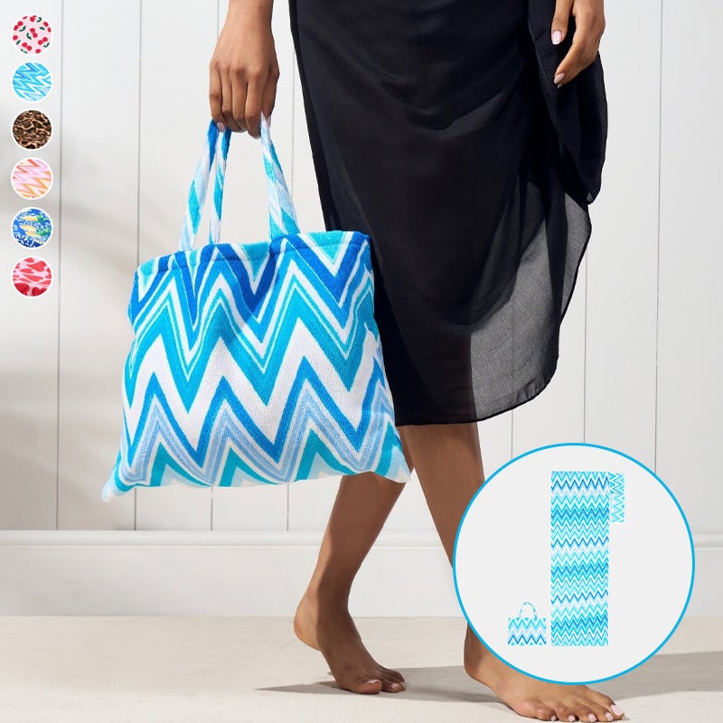 Sun Lounger Towel with Pockets Storage in a Bag