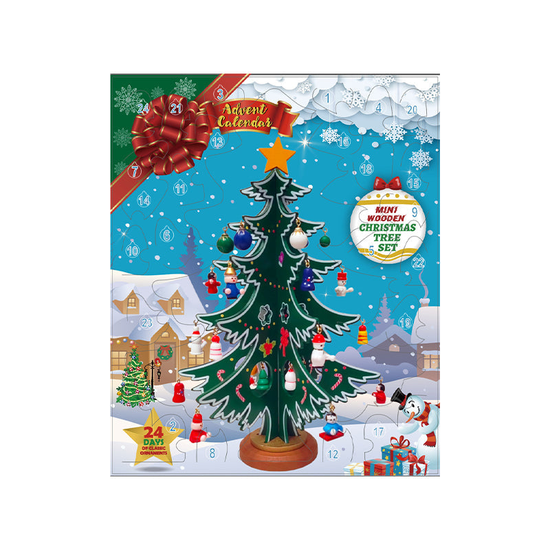 24 Days Countdown Calendar with Christmas Tree 24 PCS Ornaments