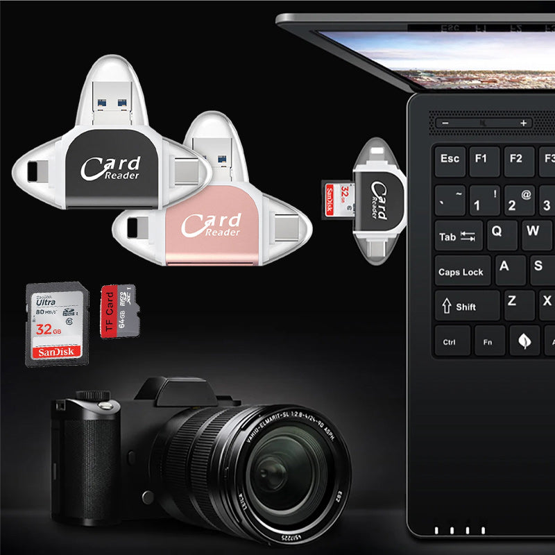 New Multi-Port 4 in 1 Universal SD TF Card Reader