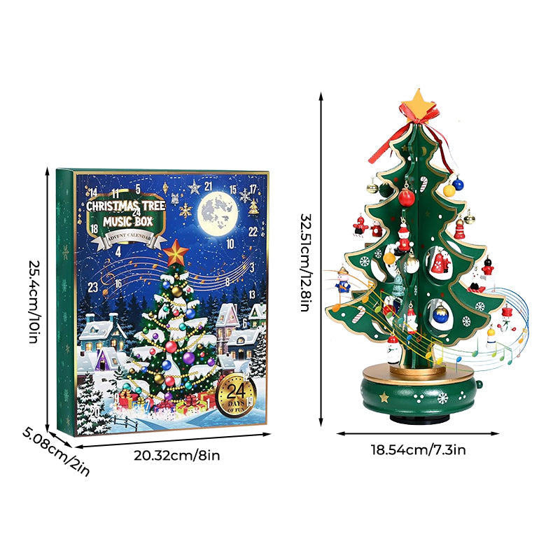 24 Days Countdown Calendar with Christmas Tree 24 PCS Ornaments