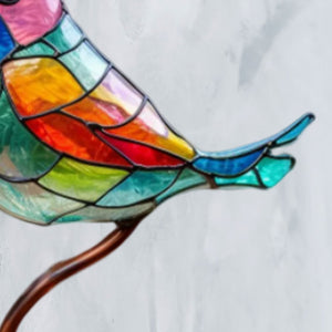 Stained Glass Birds on Branch Desktop Ornaments