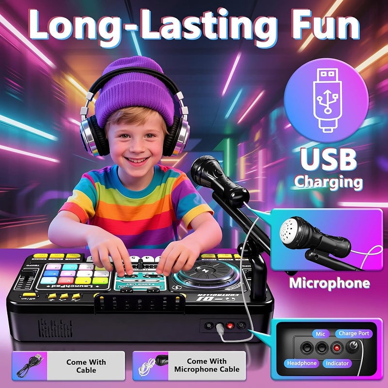 Kids DJ Mixer Table With Microphone