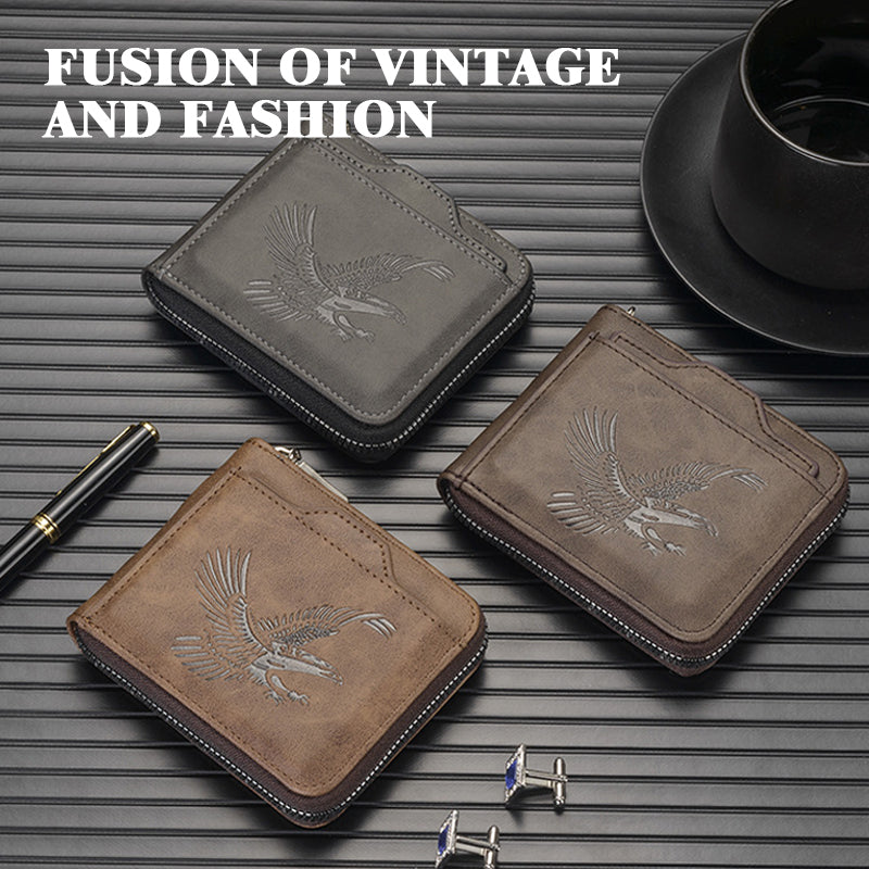 Retro Eagle Embossed Horizontal Men's Wallet