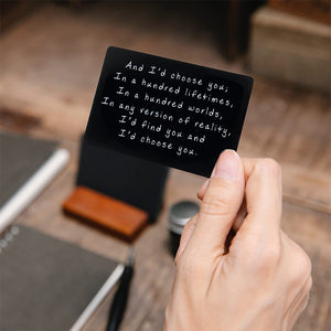 Metal Engraved Card - Message of Love