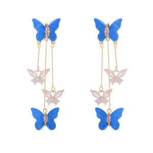Crystal Butterfly Tassel Earrings