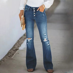 Five-button Distressed Jeans