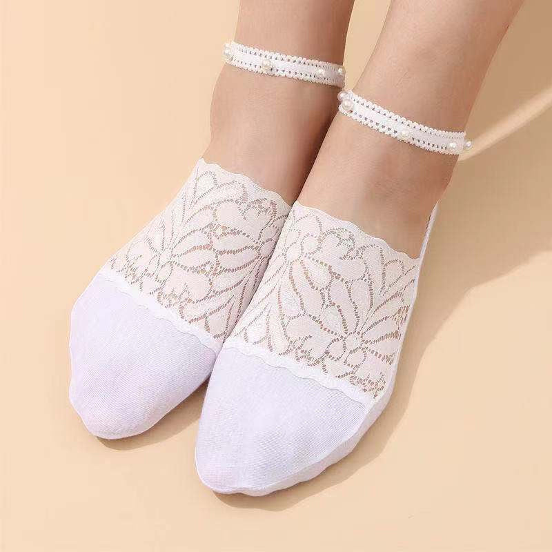 Elegant Pearl Lace Socks