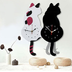 Nordic Cat Wagging Tail Wall Clock