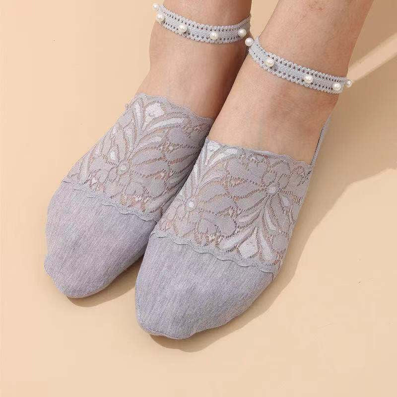 Elegant Pearl Lace Socks
