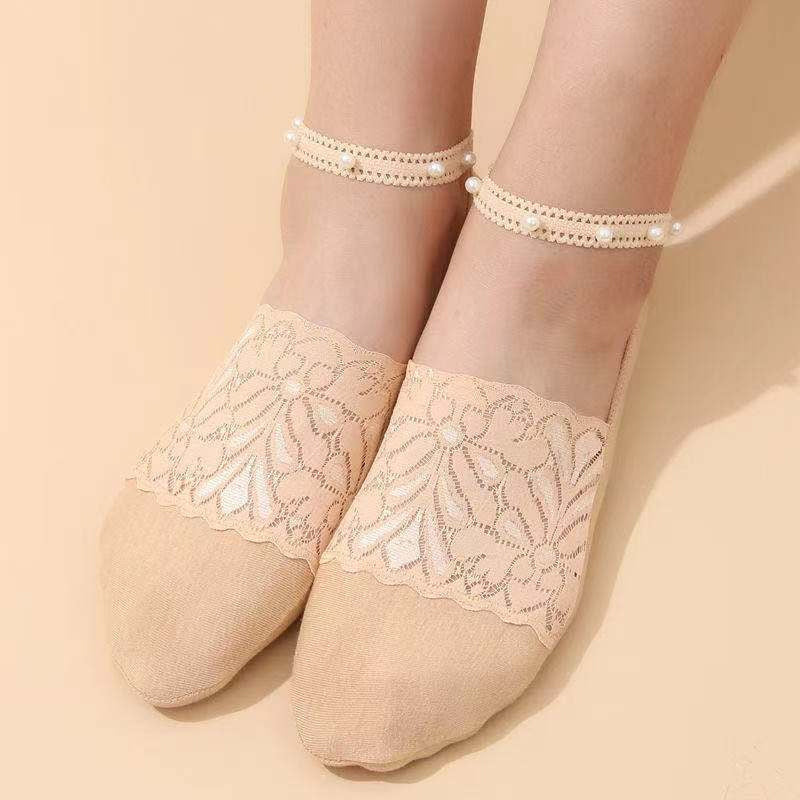 Elegant Pearl Lace Socks
