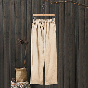 Women's High Waist Casual Cotton Linen Trousers