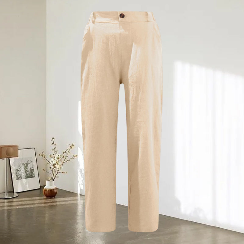 Women's High Waist Casual Cotton Linen Trousers