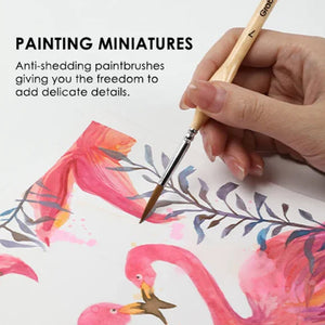 11 Pcs Miniature Detail Paint Brush Set With Natural Wood Handle