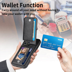 Magnetic Zipper Wallet Cover With Credit Card Holder for iPhone