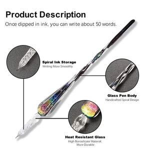 2023 Calligraphy Glass Dip Pen Ink Set