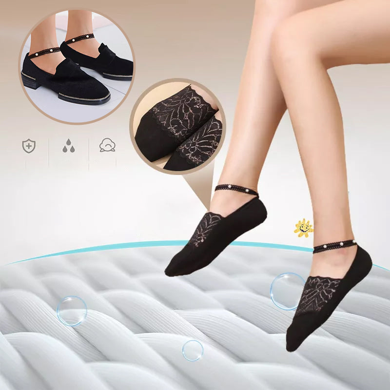 Elegant Pearl Lace Socks