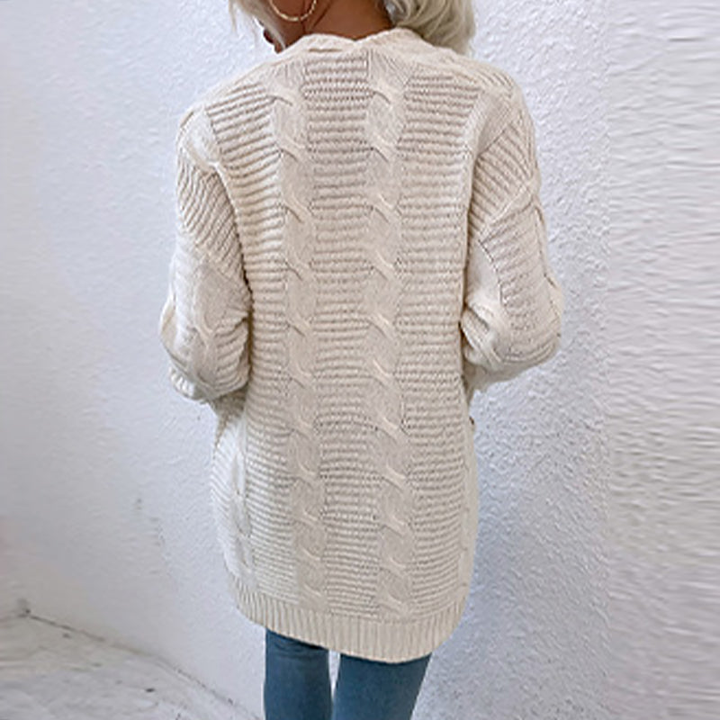 Womens Long Sleeve Open Front Chunky Knit Cardigan Sweater