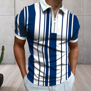 Men's Colorblock Zip Polo Shirt