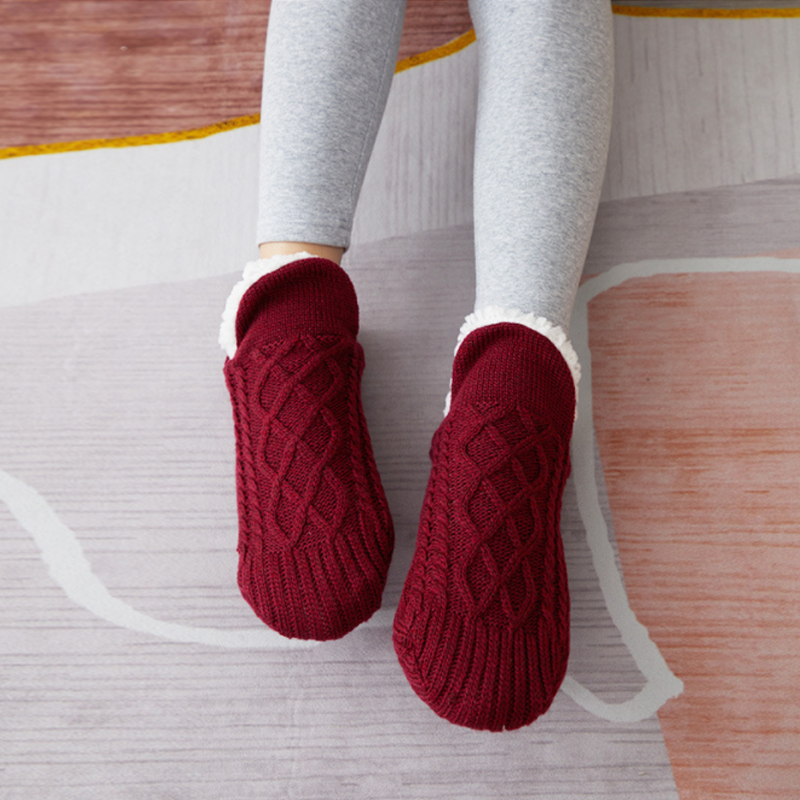 New Woven And Velvet Indoor Socks Slippers