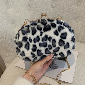Leopard Print Plush Crossbody Bag