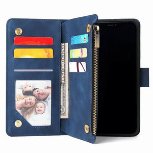 Multi-card Zipper Pocket Leather Case for iPhone