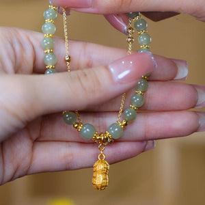 Double Chain Natural Jade Bracelet