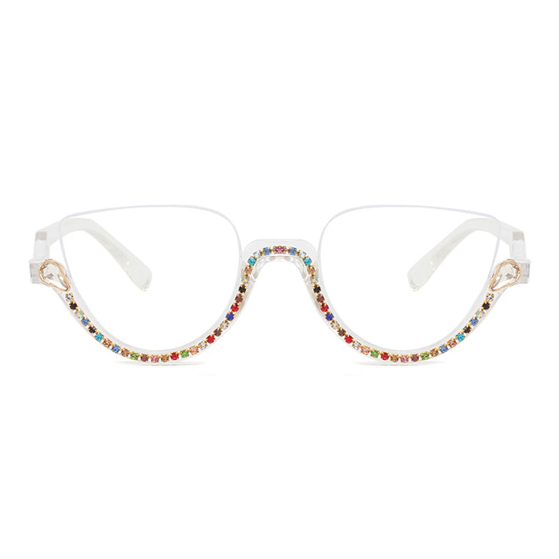 Cat-eye White-Diamond Eyeglasses for Women