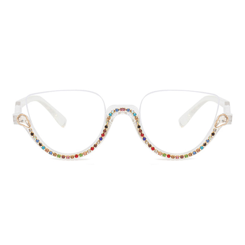 Cat-eye White-Diamond Eyeglasses for Women