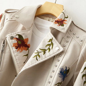 Fashion Floral  Leather Jacket
