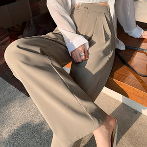 Solid Color Casual Wide Leg Pants