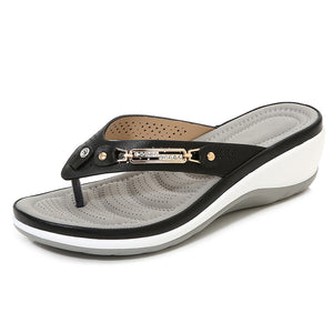 Metal Buckle Beach Flip Flops