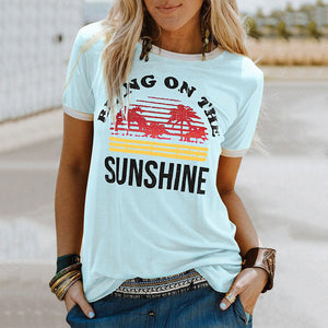 Coconut Tree Print Crew Neck T-Shirt