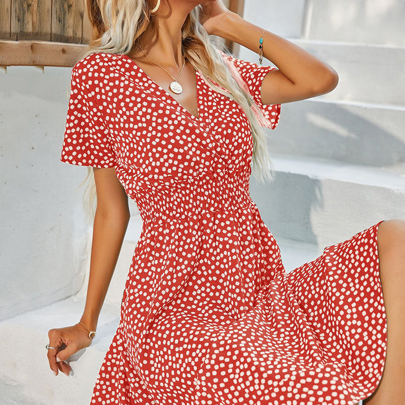 Elegant Solid Polka Dot Print Dress