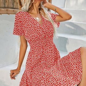Elegant Solid Polka Dot Print Dress