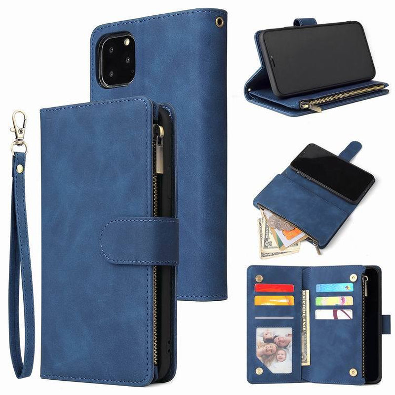 Multi-card Zipper Pocket Leather Case for iPhone