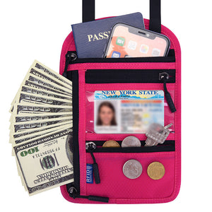 Travel Neck Pouch Neck Wallet with RFID Blocking Passport Holder