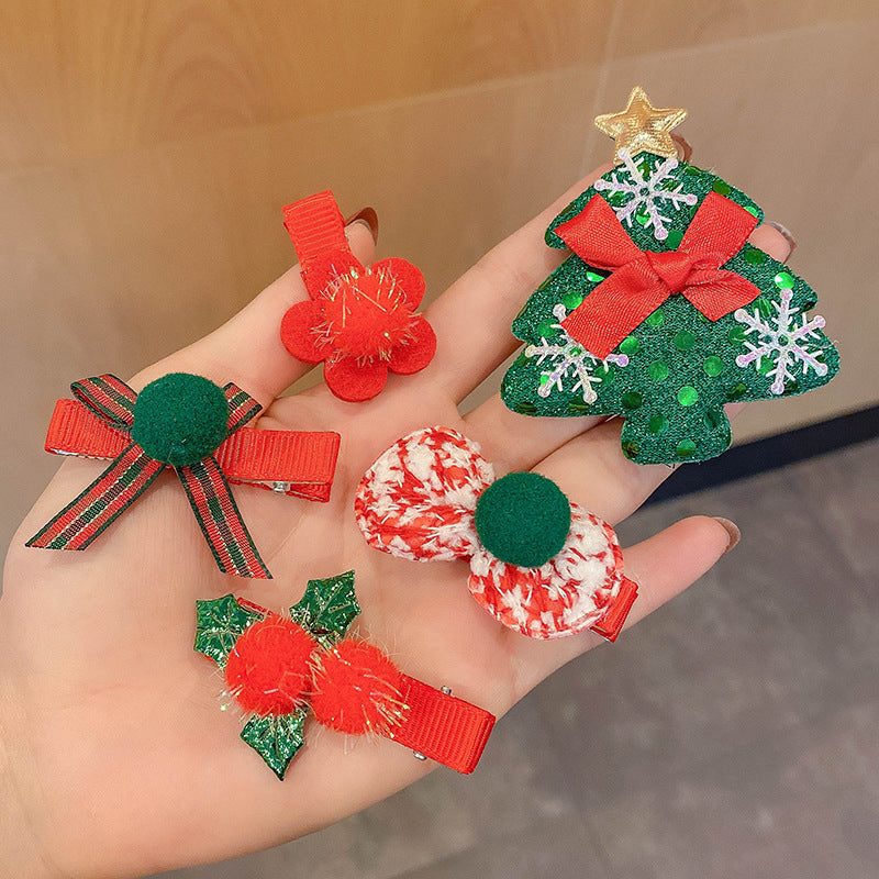 5 Pieces Christmas Hair Clips Set