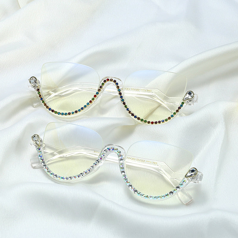 Cat-eye White-Diamond Eyeglasses for Women