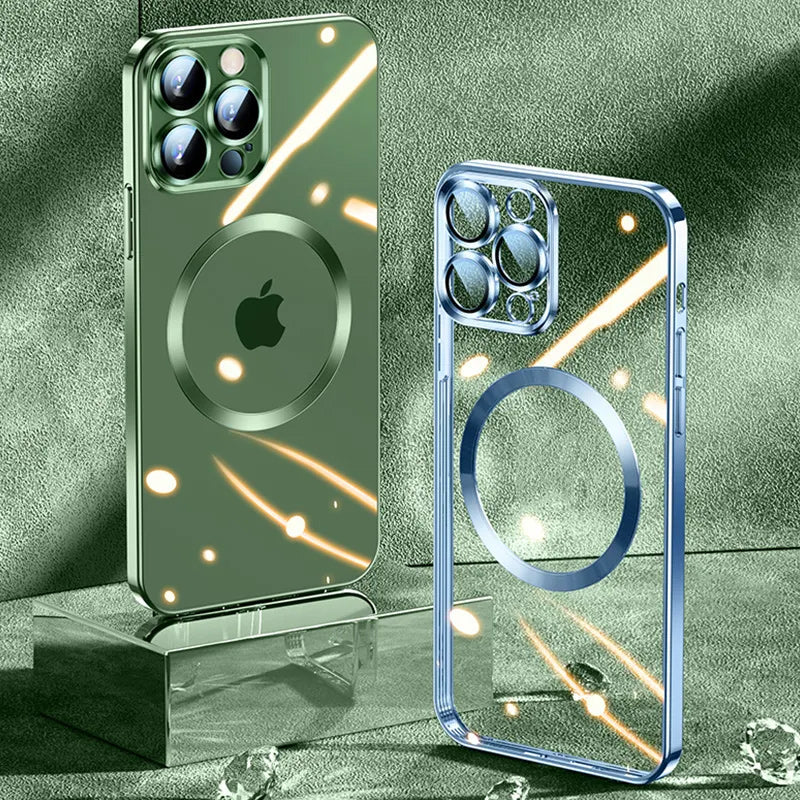 Electroplating Wireless Magnetic Charging All-Inclusive Lens Case for iPhone