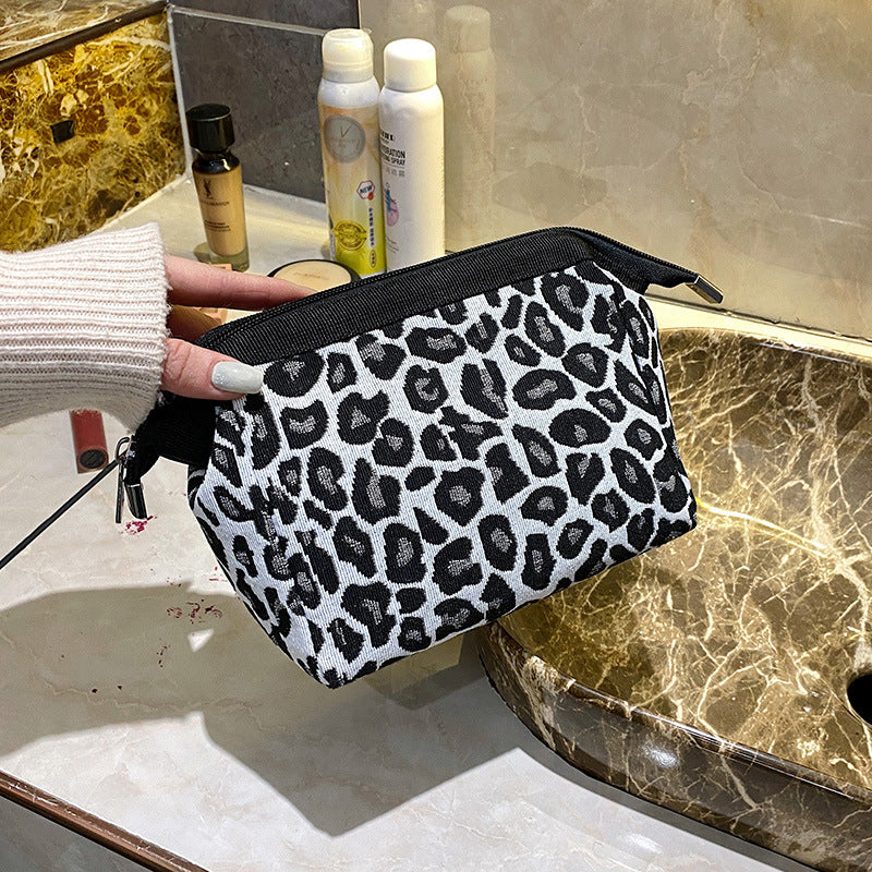 Portable Leopard Print Makeup Bag