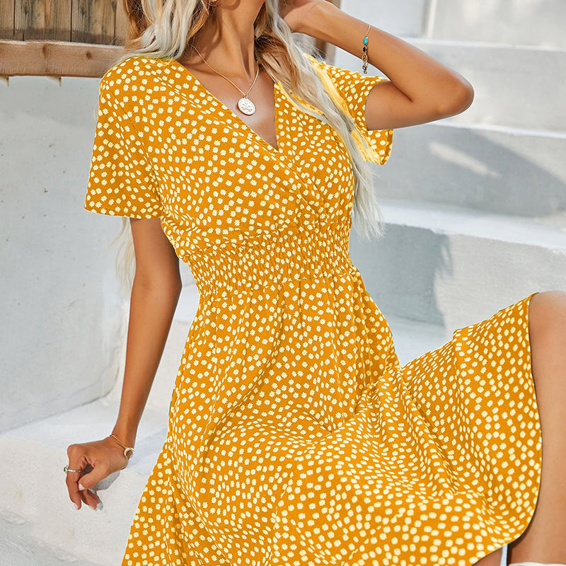 Elegant Solid Polka Dot Print Dress
