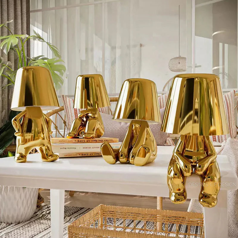 Thinker Little Golden Man Table Lamp