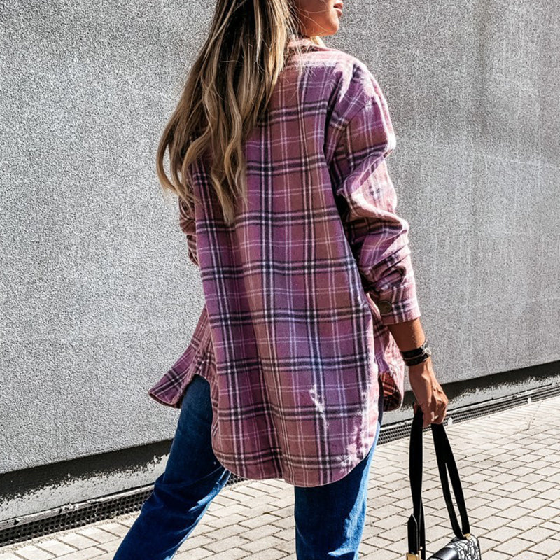 Women's Casual Plaid Coat