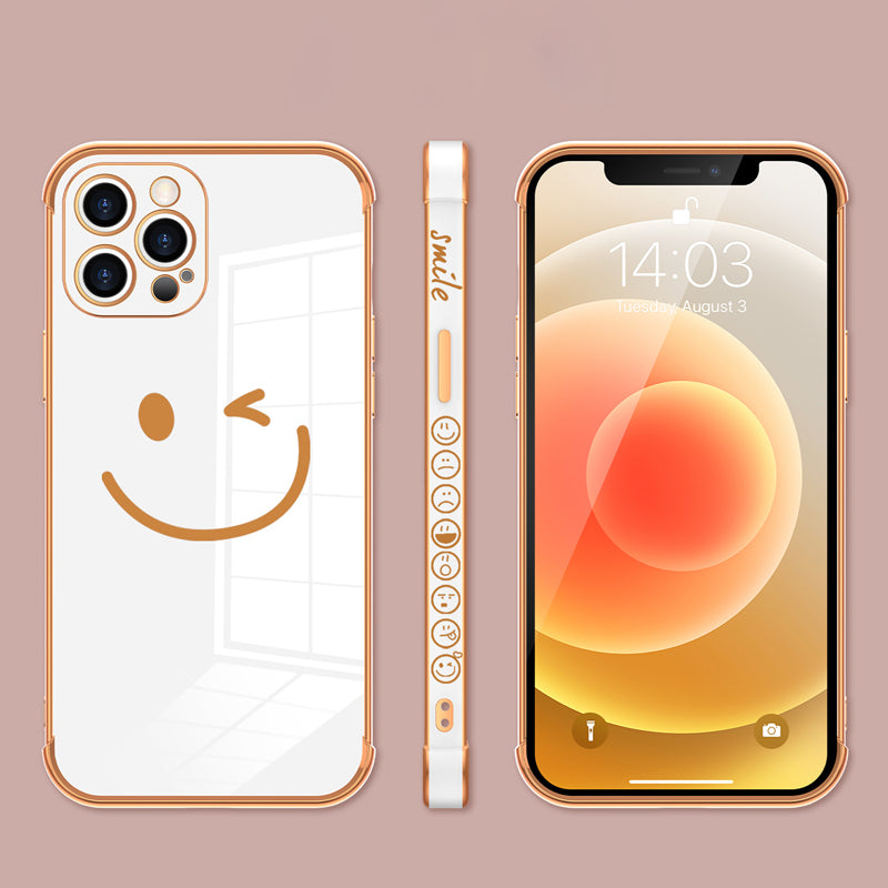 Side Smiley Face Pattern Case Cover For iPhone